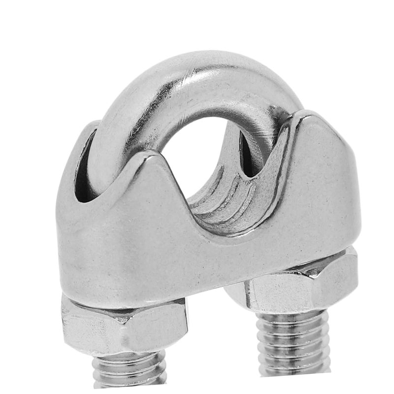 STOBAZA 6pcs Stainless Steel Wire Rope Cable Clamp Tensioner Silver Double Rope Clamp - Image 3